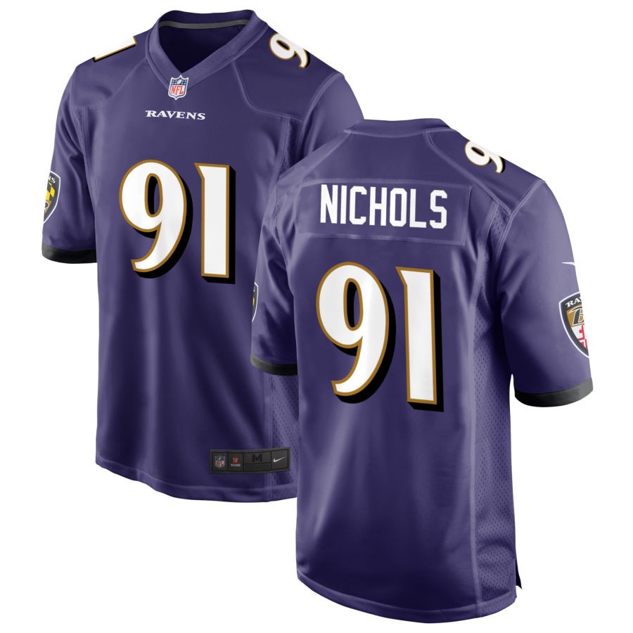 Rayshad Nichols Men's Nike Purple Baltimore Ravens Custom Game Jersey