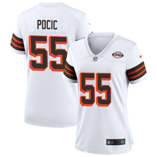 Ethan Pocic Women's Nike White Cleveland Browns 1946 Collection Alternate Custom Jersey