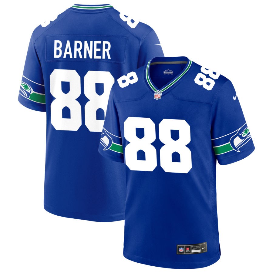 AJ Barner Men's Nike Royal Seattle Seahawks Throwback Custom Jersey