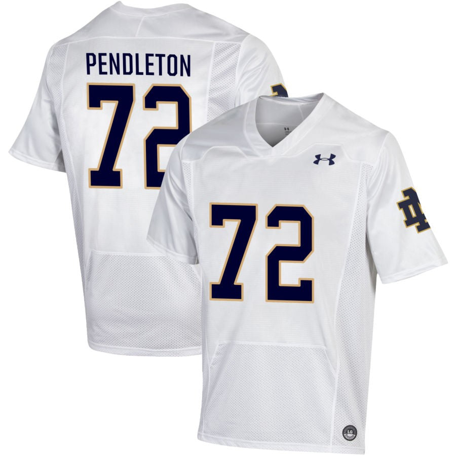 Sam Pendleton Men's Under Armour White Notre Dame Fighting Irish Pick-A-Player NIL Replica Football Jersey