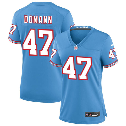 JoJo Domann Women's Nike Light Blue Tennessee Titans Oilers Throwback Custom Game Jersey