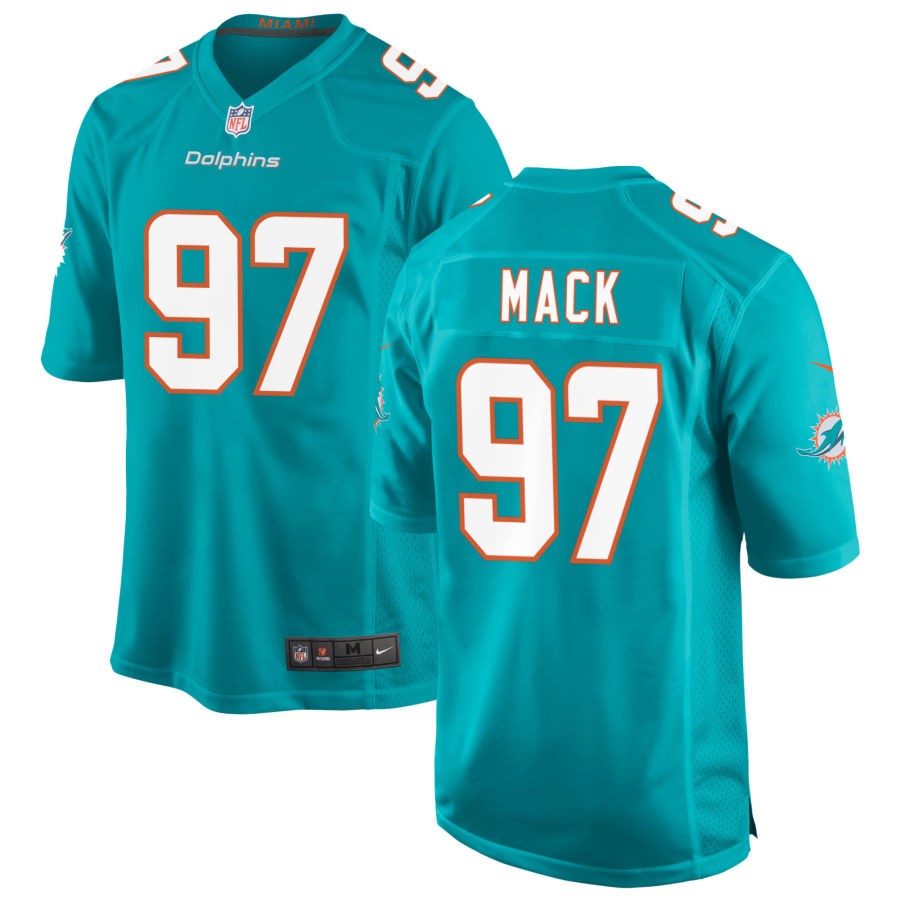 Isaiah Mack Men's Nike Aqua Miami Dolphins Custom Game Jersey