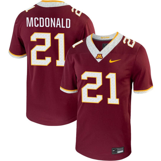 Craig McDonald Men's Nike Maroon Minnesota Golden Gophers Pick-A-Player NIL Replica Football Jersey