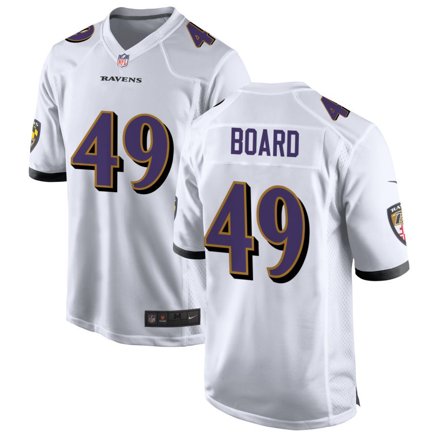 Chris Board Men's Nike White Baltimore Ravens Custom Game Jersey