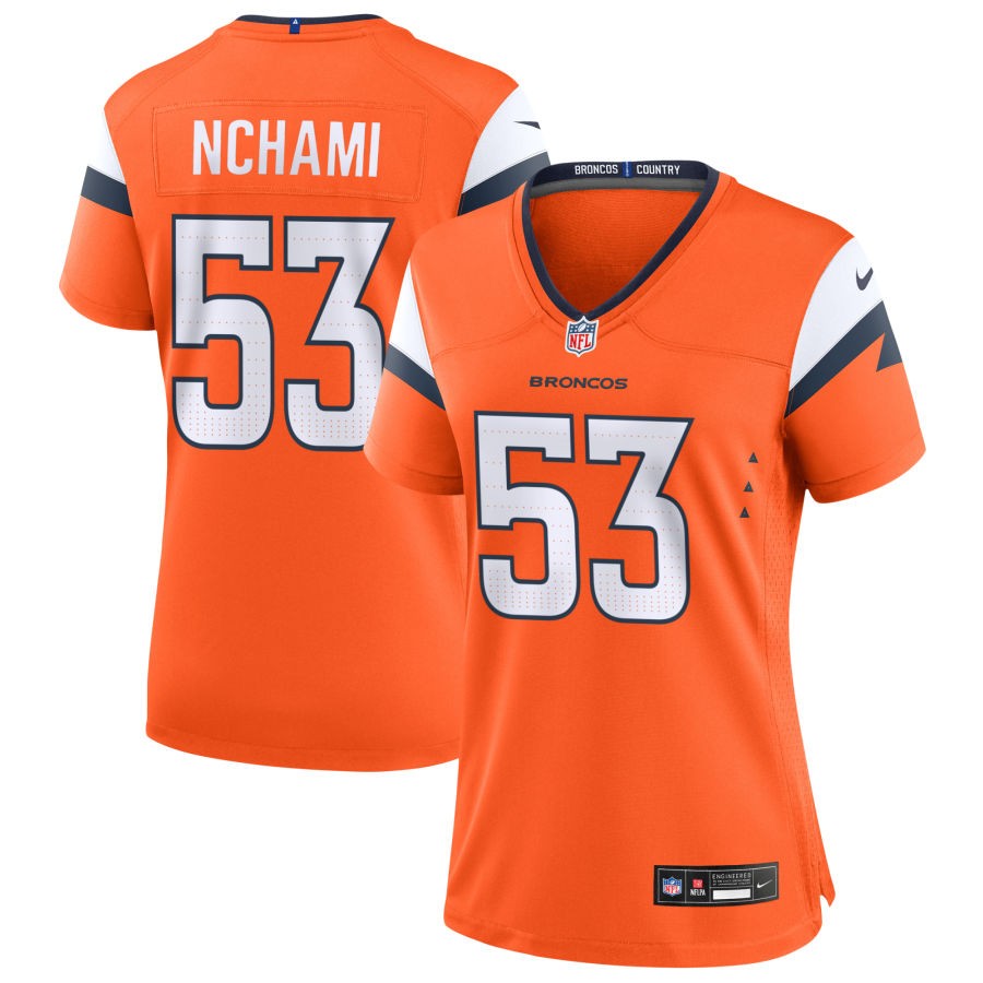 Durell Nchami Women's Nike  Orange Denver Broncos Custom Game Jersey