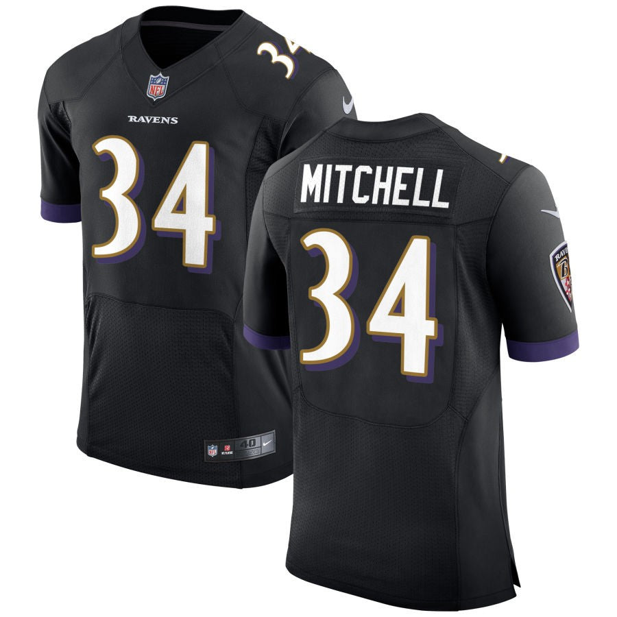 Keaton Mitchell Men's Nike Black Baltimore Ravens Speed Machine Elite Custom Jersey