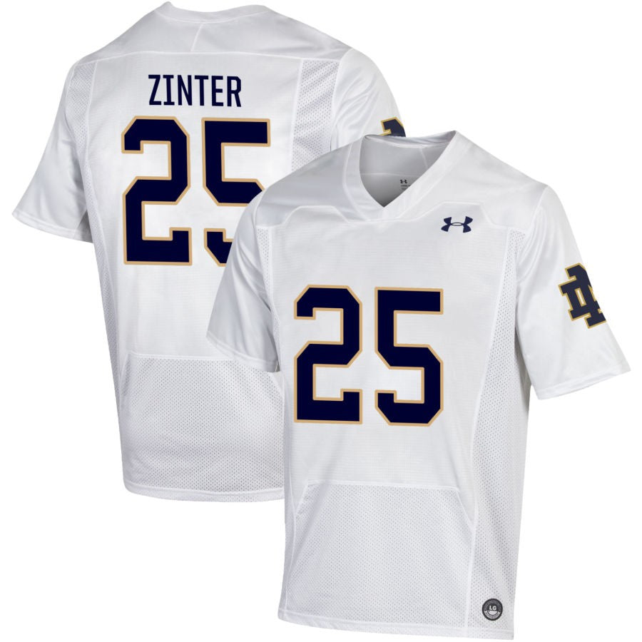 Preston Zinter Men's Under Armour White Notre Dame Fighting Irish Pick-A-Player NIL Replica Football Jersey