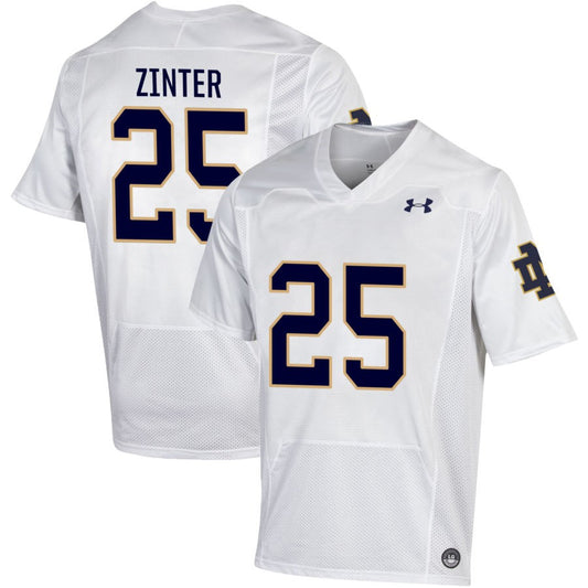 Preston Zinter Men's Under Armour White Notre Dame Fighting Irish Pick-A-Player NIL Replica Football Jersey