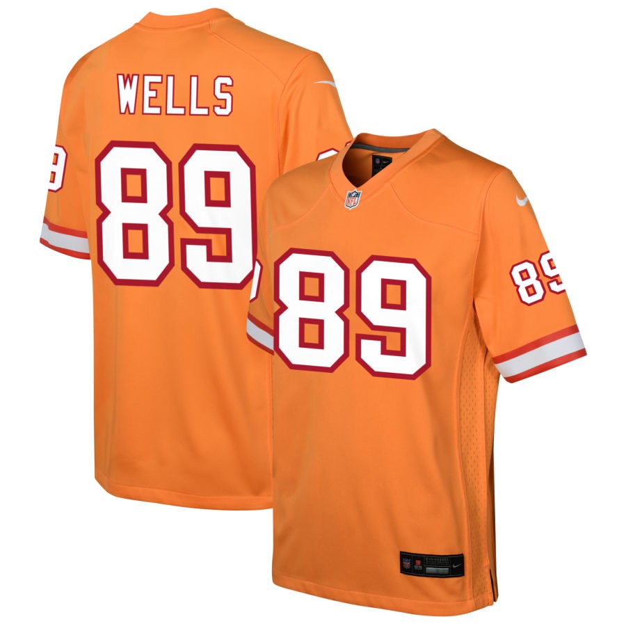 David Wells Youth Nike Orange Tampa Bay Buccaneers Custom Throwback Game Jersey