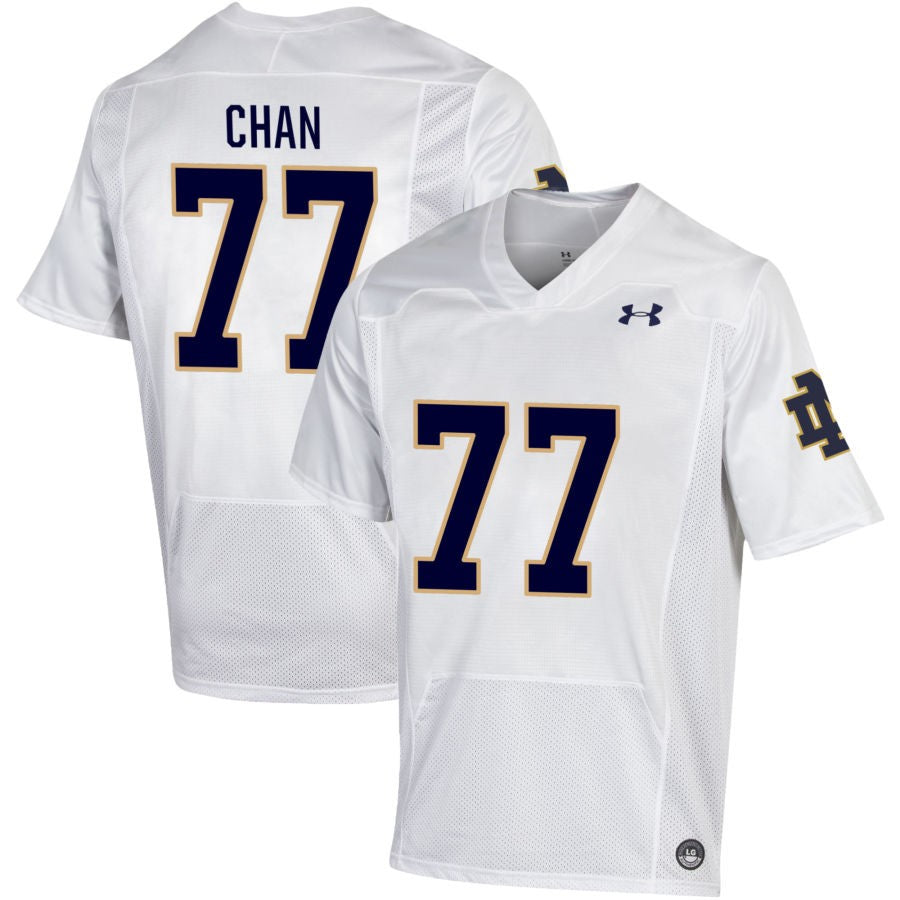 Ty Chan Men's Under Armour White Notre Dame Fighting Irish Pick-A-Player NIL Replica Football Jersey