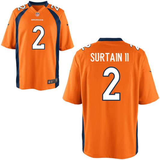 Pat Surtain II Youth Nike Orange Denver Broncos Custom Game Jersey