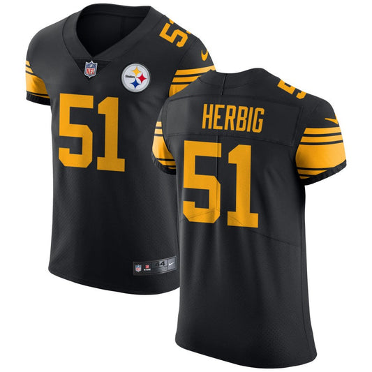 Nick Herbig Men's Nike Black Pittsburgh Steelers Vapor Untouchable Elite Custom Color Rush Jersey