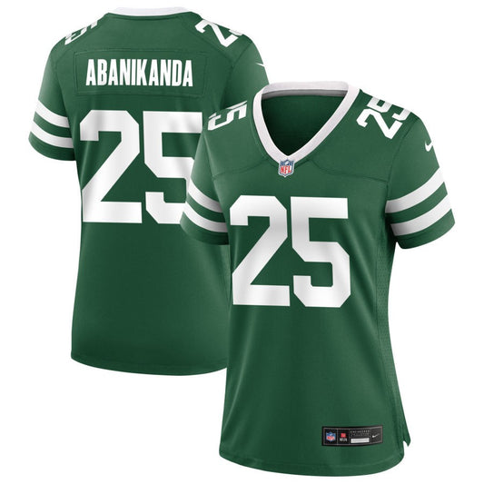 Israel Abanikanda Women's Nike  Legacy Green New York Jets Custom Game Jersey