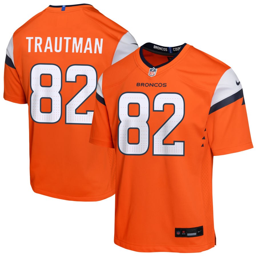 Adam Trautman Youth Nike  Orange Denver Broncos Custom Game Jersey