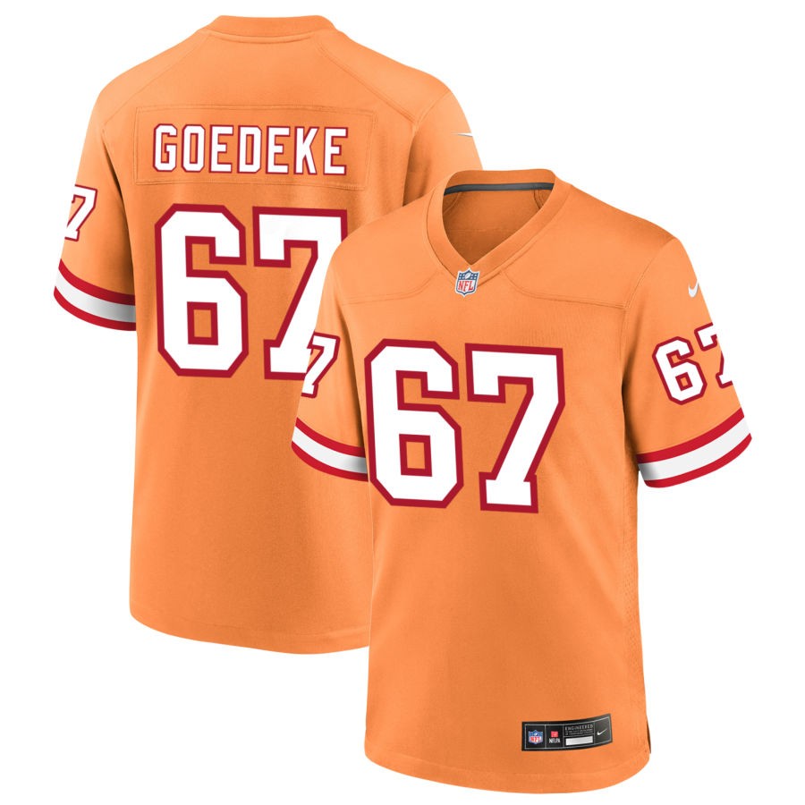 Luke Goedeke Men's Nike Orange Tampa Bay Buccaneers Custom Throwback Game Jersey