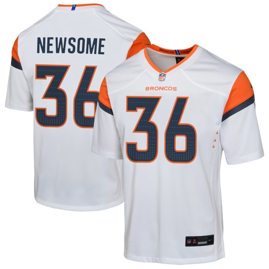 Quinton Newsome Youth Nike  White Denver Broncos Custom Game Jersey