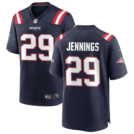 Terrell Jennings Men's Nike New England Patriots Navy Custom Game Jersey