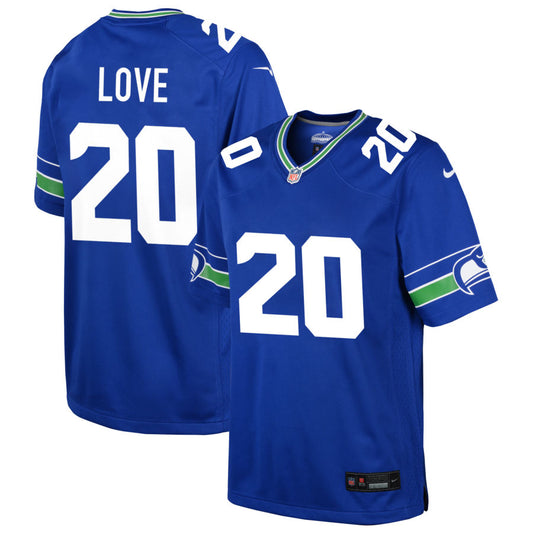 Julian Love Youth Nike Royal Seattle Seahawks Throwback Custom Jersey