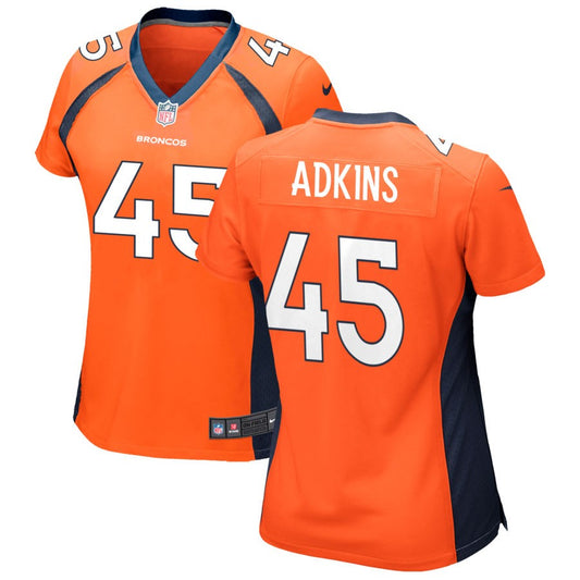 Nate Adkins Women's Nike Orange Denver Broncos Custom Game Jersey