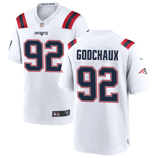 Davon Godchaux Men's Nike White New England Patriots Custom Game Jersey