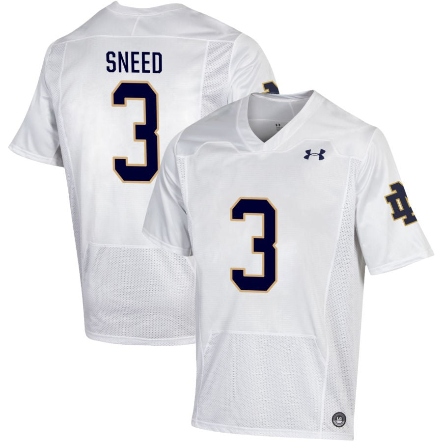 Jaylen Sneed Men's Under Armour White Notre Dame Fighting Irish Pick-A-Player NIL Replica Football Jersey