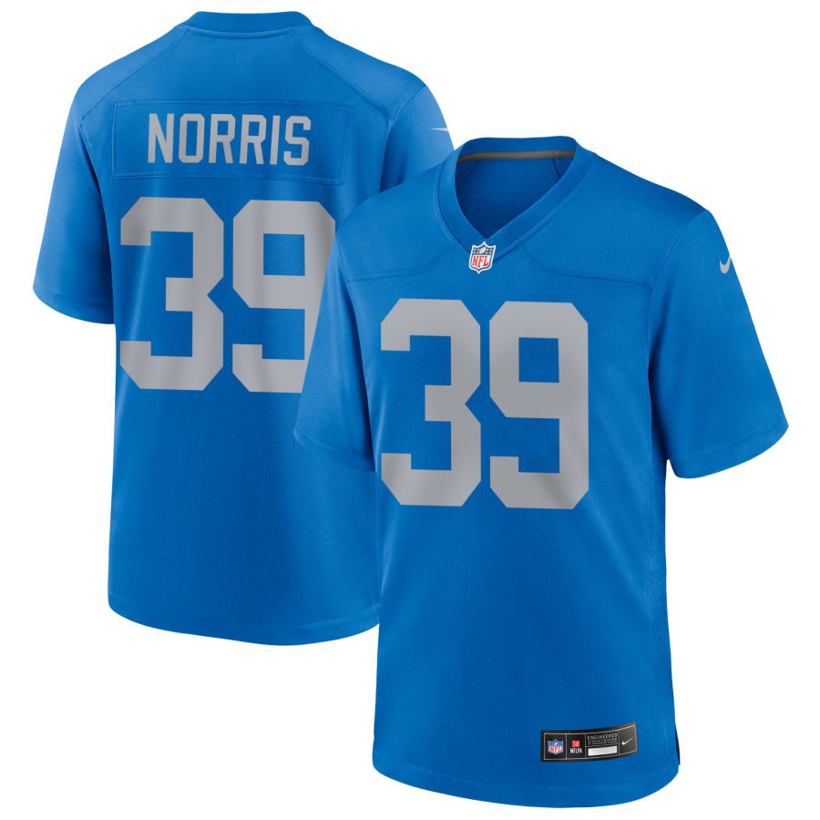 Morice Norris Men's Nike Blue Detroit Lions Alternate Custom Game Jersey