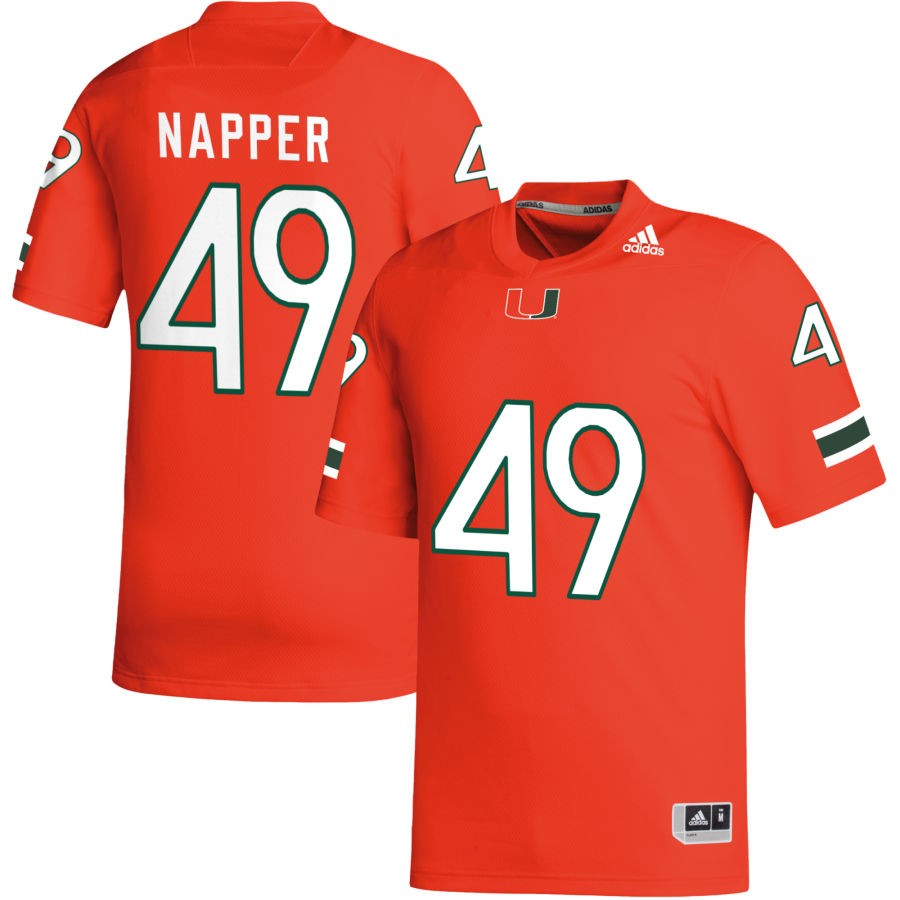 Mason Napper Men's adidas Orange Miami Hurricanes Pick-A-Player NIL Replica Football Jersey