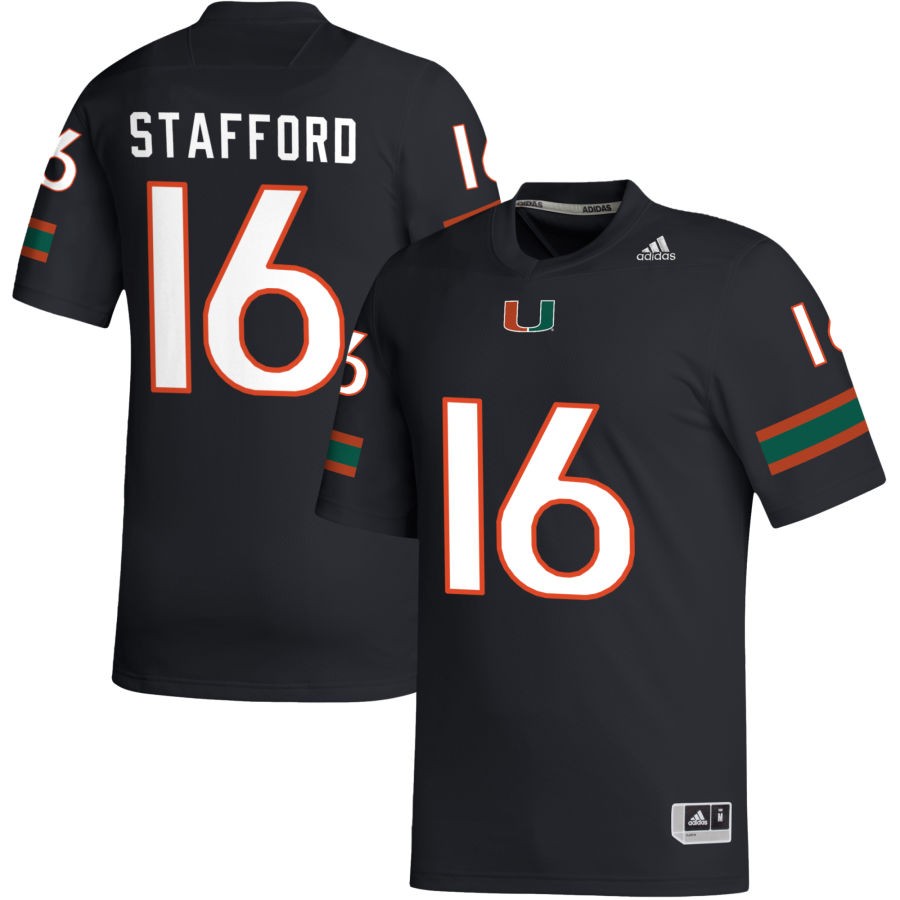 Robert Stafford Men's adidas Black Miami Hurricanes Pick-A-Player NIL Replica Football Jersey