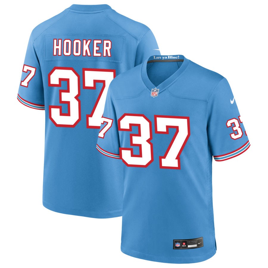 Amani Hooker Men's Nike Light Blue Tennessee Titans Oilers Throwback Custom Game Jersey