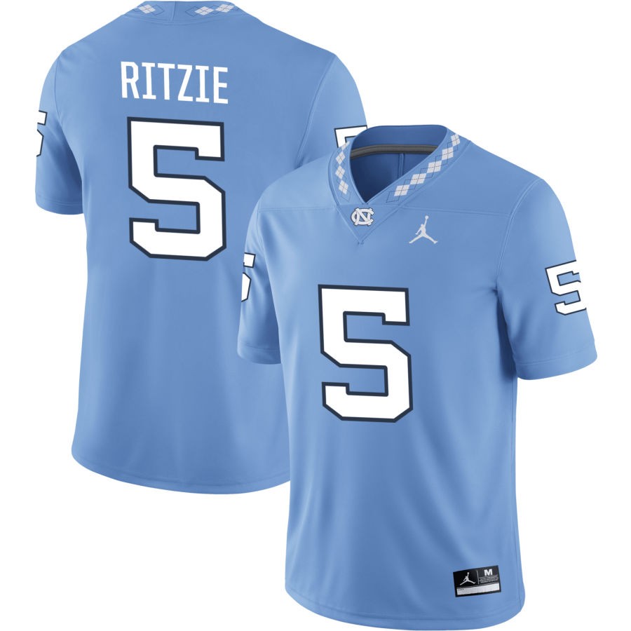 Jahvaree Ritzie Men's Jordan Brand Carolina Blue North Carolina Tar Heels Pick-A-Player NIL Replica Football Jersey