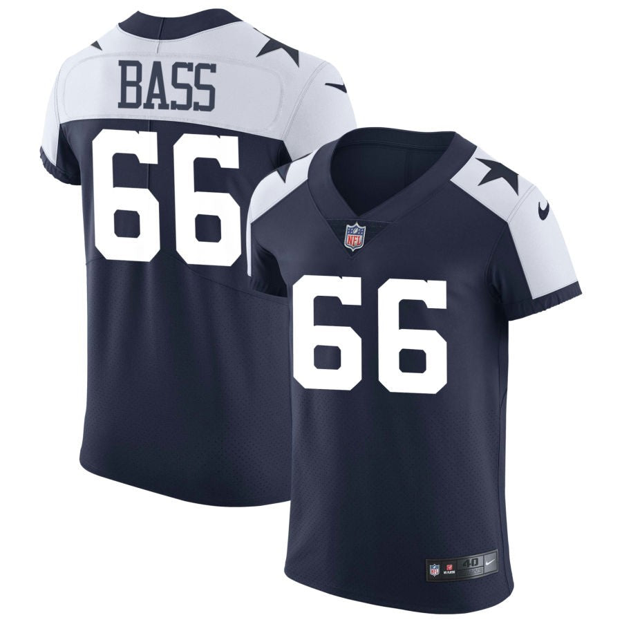 T.J. Bass Men's Nike Navy Dallas Cowboys Alternate Vapor Elite Custom Jersey