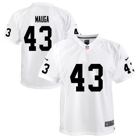 Kana'i Mauga Youth Nike White Las Vegas Raiders Team Custom Game Jersey