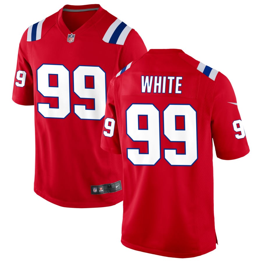 Keion White Men's Nike Red New England Patriots Alternate Custom Jersey