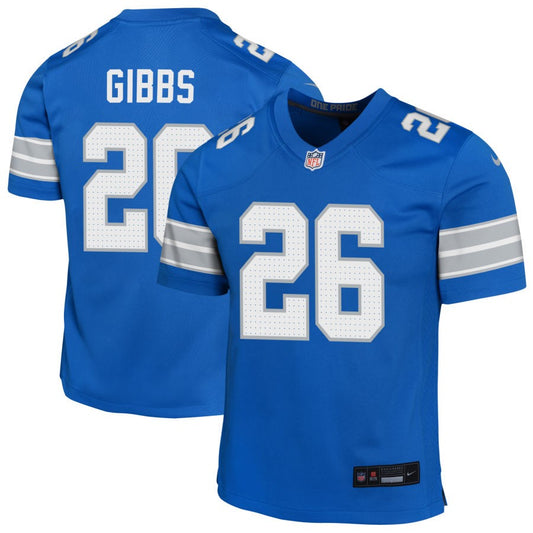 Jahmyr Gibbs Youth Nike Blue Detroit Lions Custom Game Jersey