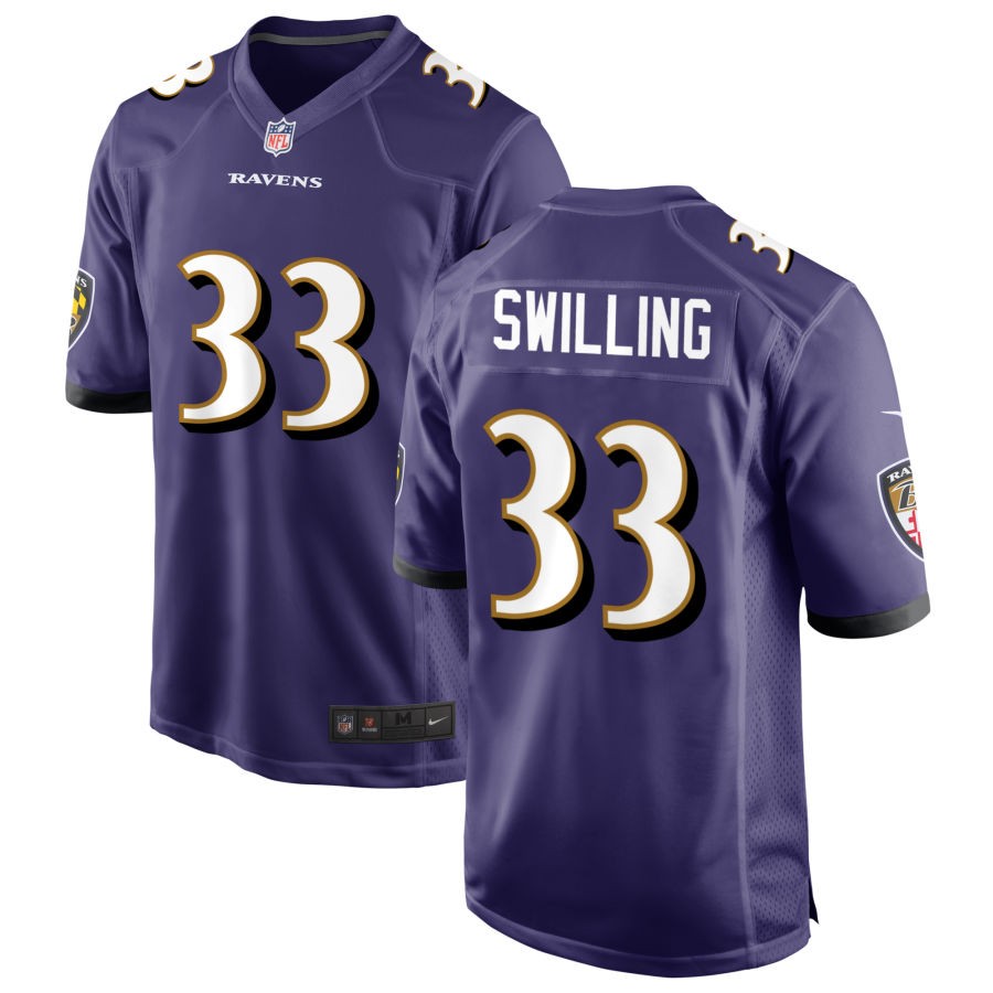 Tre Swilling Men's Nike Purple Baltimore Ravens Custom Game Jersey