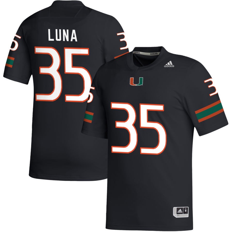 Kolby Luna Men's adidas Black Miami Hurricanes Pick-A-Player NIL Replica Football Jersey