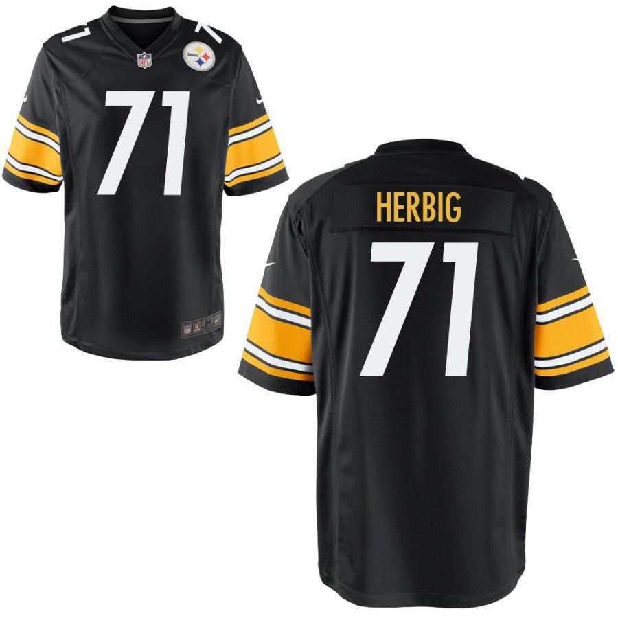 Nate Herbig Youth Nike Black Pittsburgh Steelers Custom Game Jersey