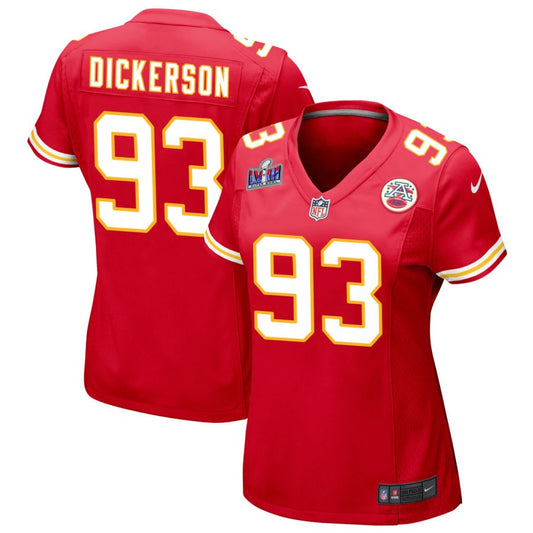 Matt Dickerson Women's Nike Red Kansas City Chiefs Super Bowl LVIII Patch Custom Game Jersey