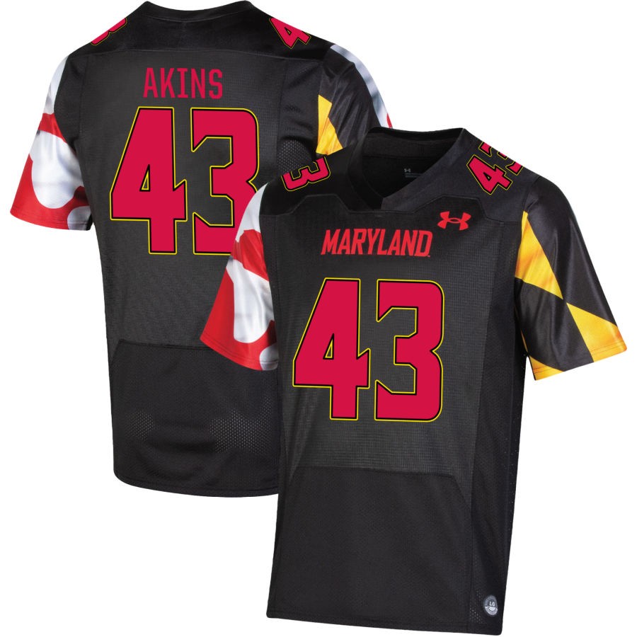 Jonathan Akins Men's Under Armour Black Maryland Terrapins Pick-A-Player NIL Replica Football Jersey