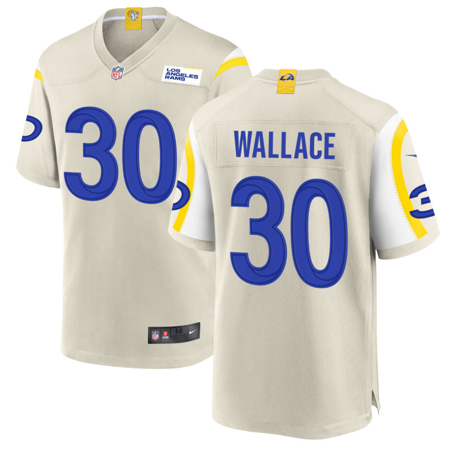 Josh Wallace Men's Nike Los Angeles Rams Bone Custom Game Jersey