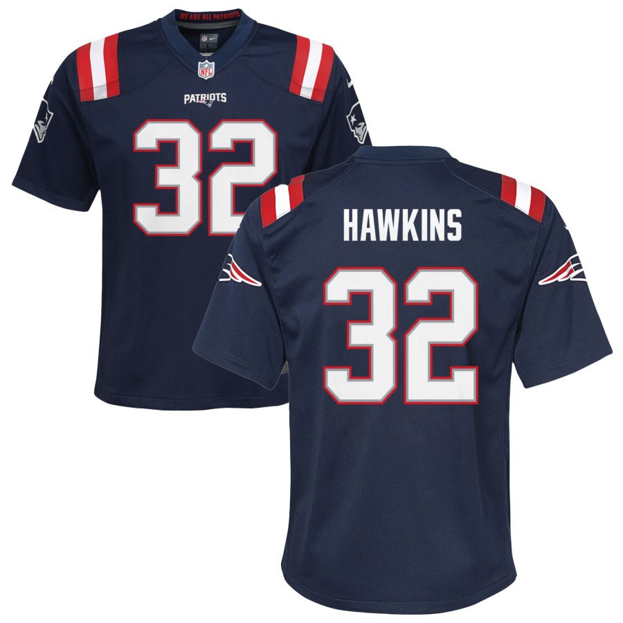 Jaylinn Hawkins Youth Nike Navy New England Patriots Custom Game Jersey