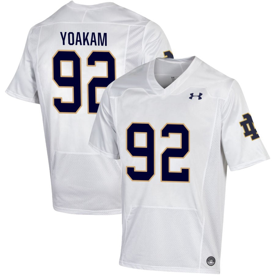 Zac Yoakam Men's Under Armour White Notre Dame Fighting Irish Pick-A-Player NIL Replica Football Jersey