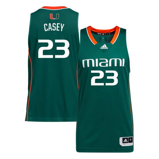 AJ Casey Unisex adidas Green Miami Hurricanes Pick-A-Player NIL Men's Basketball Jersey