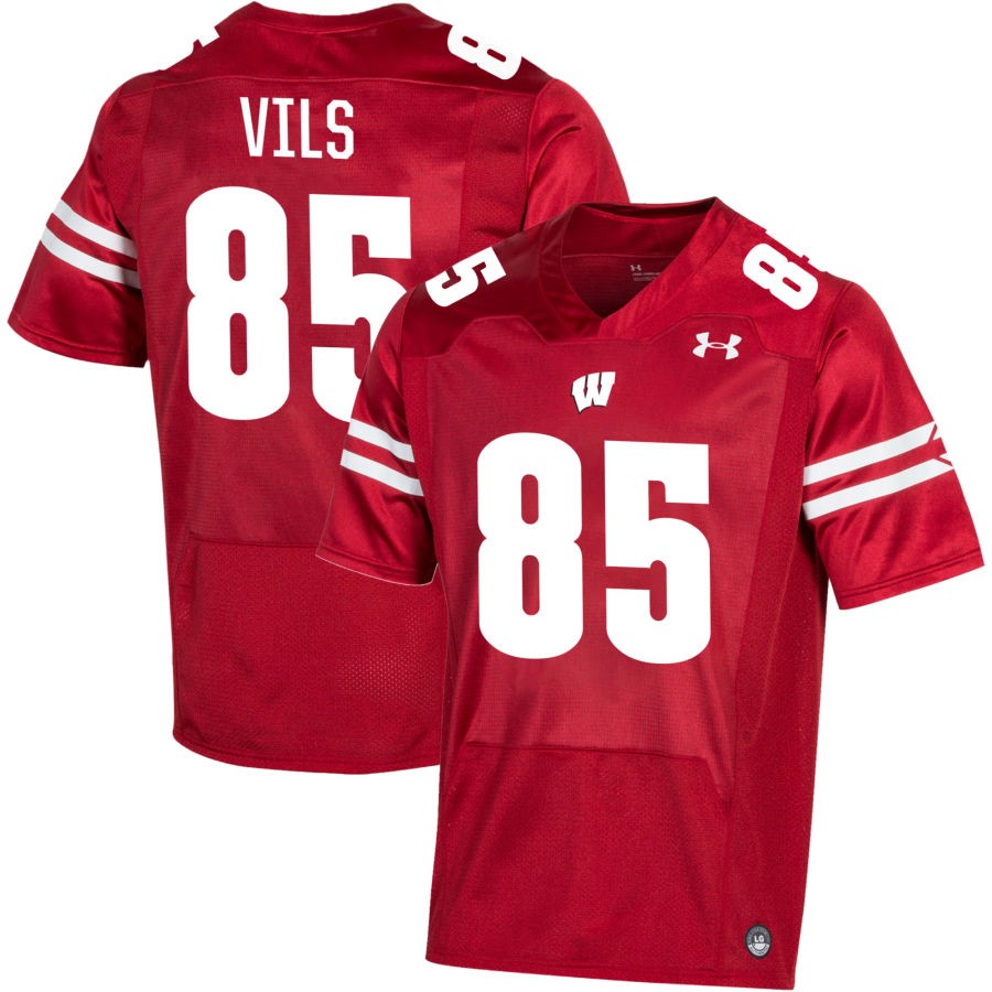 Nolan Vils Men's Under Armour Red Wisconsin Badgers Pick-A-Player NIL Replica Football Jersey