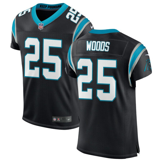 Xavier Woods Men's Nike Black Carolina Panthers Classic Custom Elite Jersey