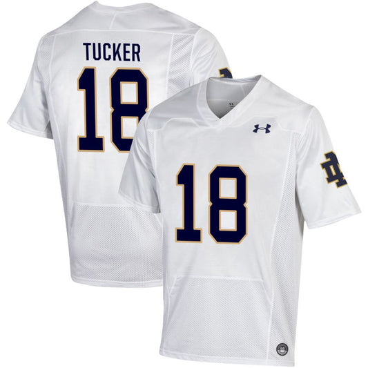 Chance Tucker Men's Under Armour White Notre Dame Fighting Irish Pick-A-Player NIL Replica Football Jersey