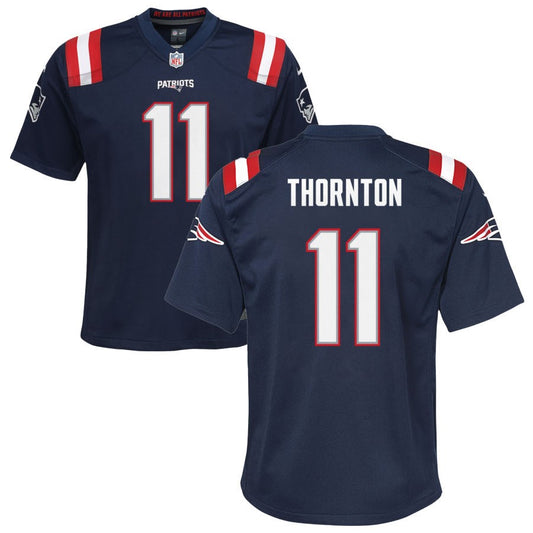 Tyquan Thornton Youth Nike Navy New England Patriots Custom Game Jersey