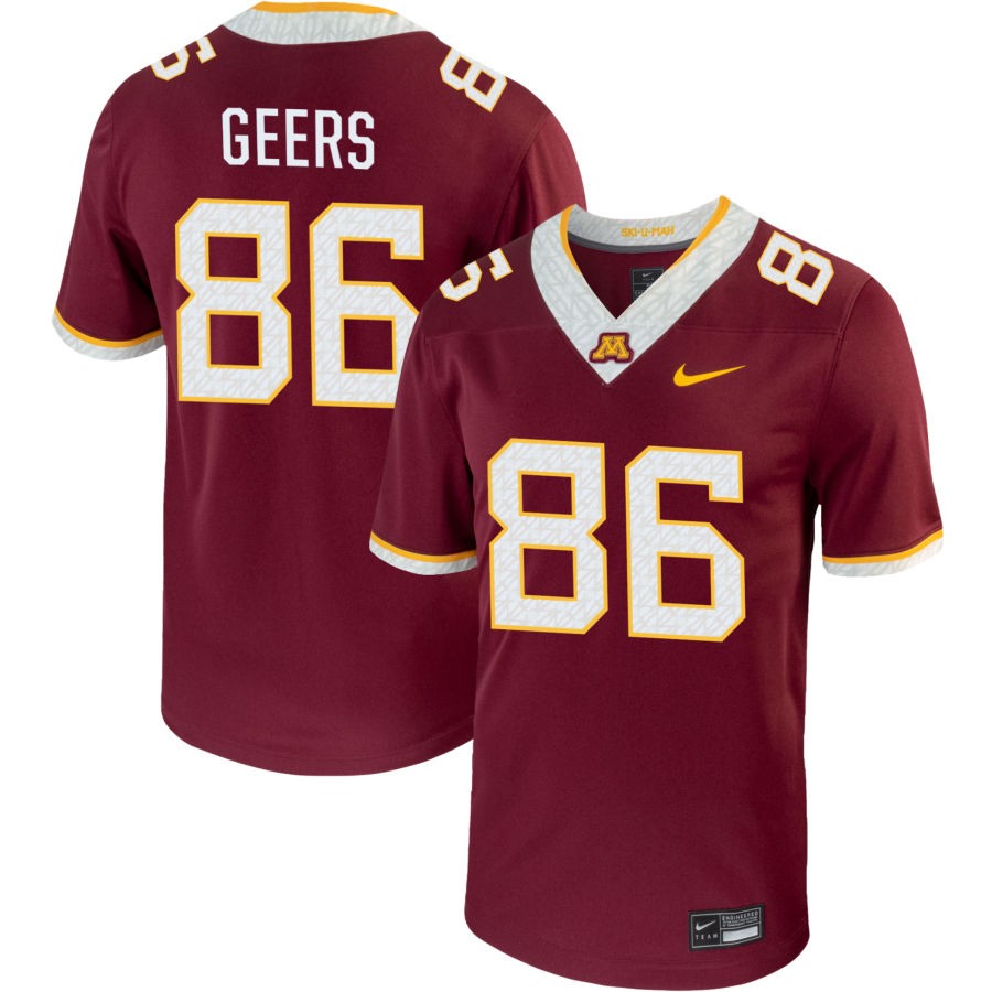 Jameson Geers Men's Nike Maroon Minnesota Golden Gophers Pick-A-Player NIL Replica Football Jersey