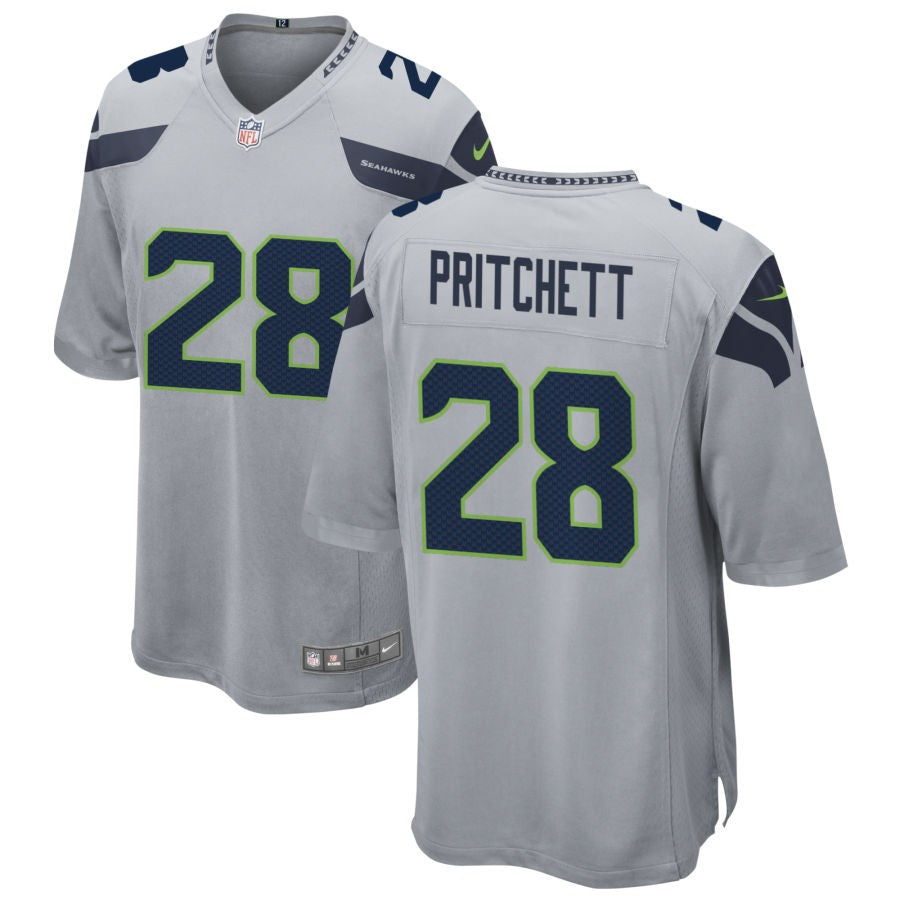 Nehemiah Pritchett Men's Nike Gray Seattle Seahawks Alternate Custom Game Jersey