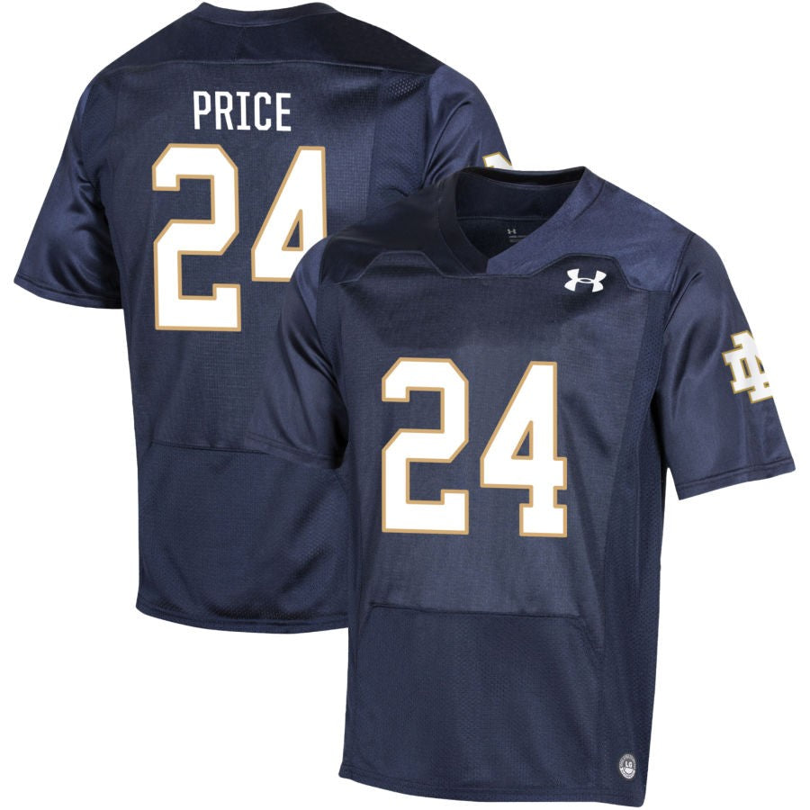 Jadarian Price Men's Under Armour Navy Notre Dame Fighting Irish Pick-A-Player NIL Replica Football Jersey